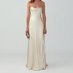 Fame and Partners - Strappy Draped Gown - Light Nude - Size 2